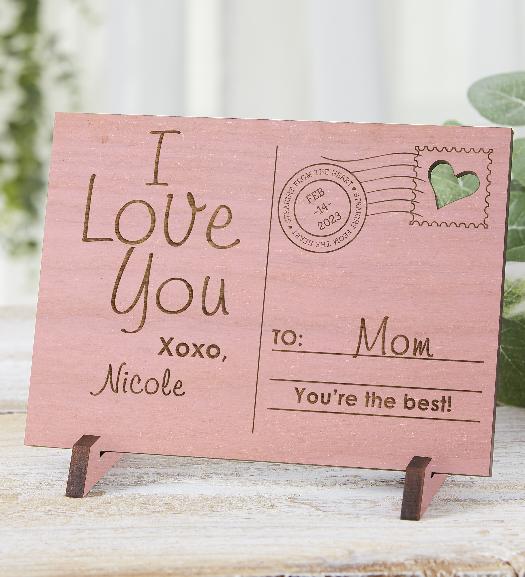 Sending Love To Mom Personalized Wood Postcard